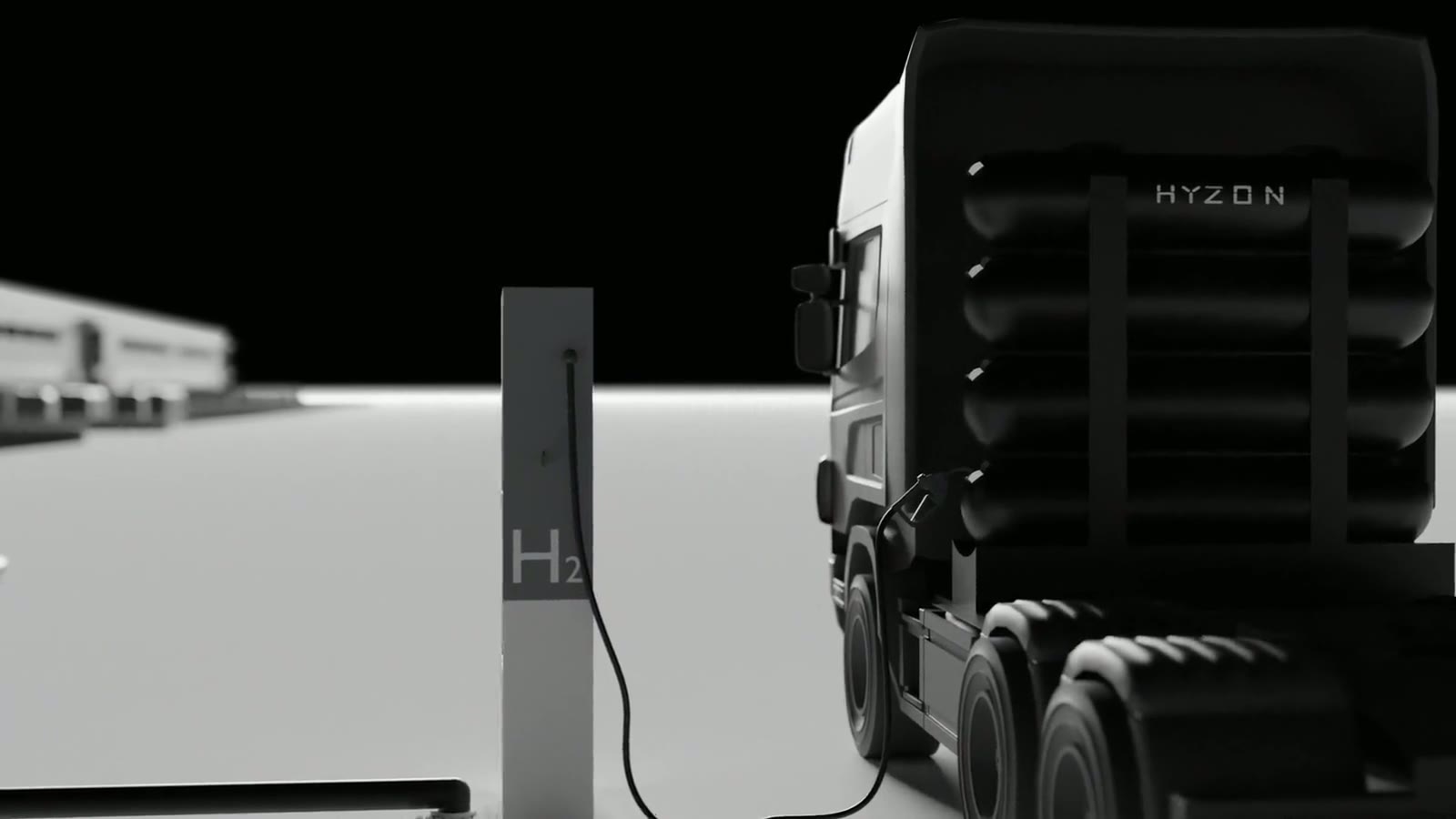 A Hyzon truck at the hydrogen dispenser