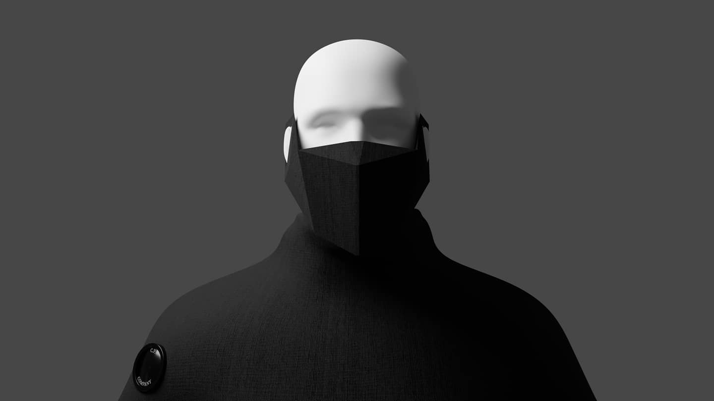 Second view of the moulded mask attached at the collar