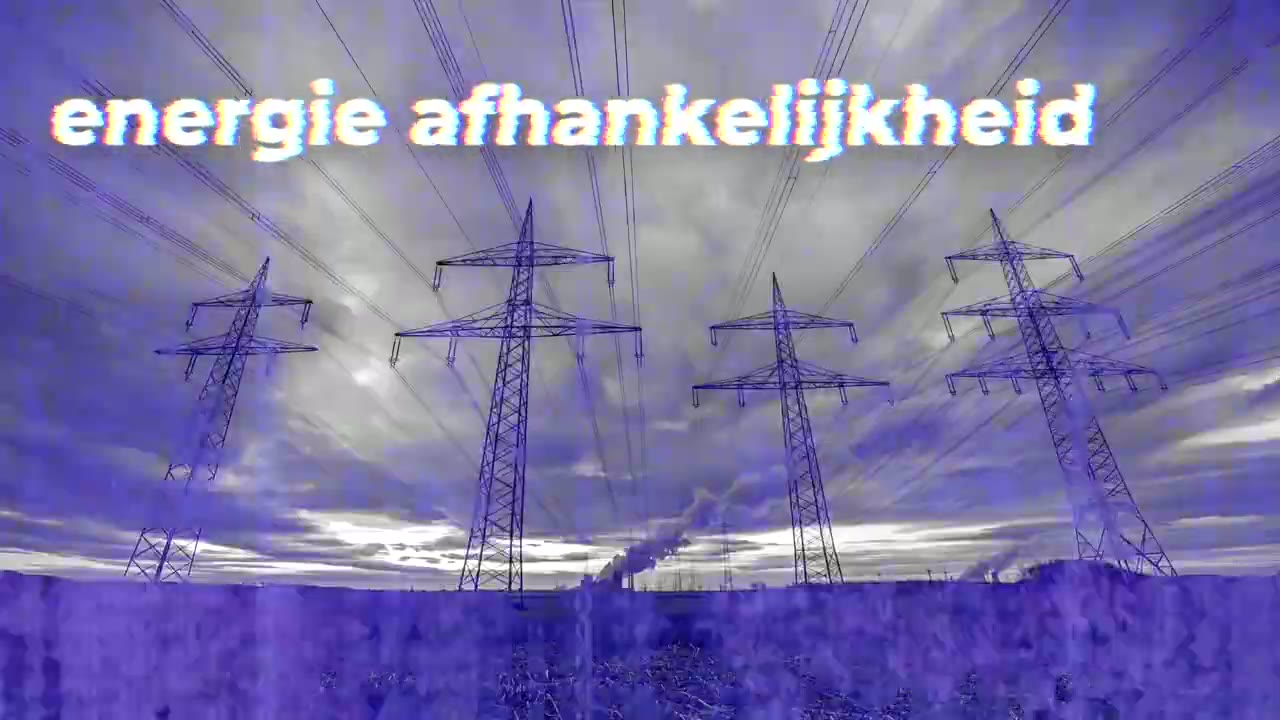 Opening frame: pylons under the line energie afhankelijkheid