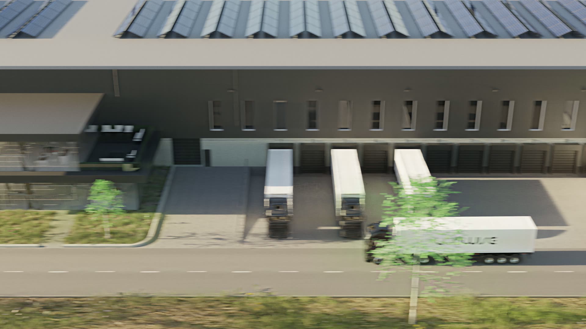 Liveried trailers at the loading docks