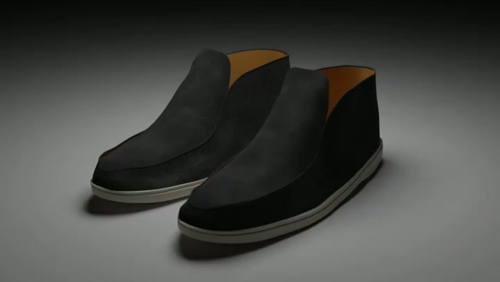 Cup sole and suede upper in raking light