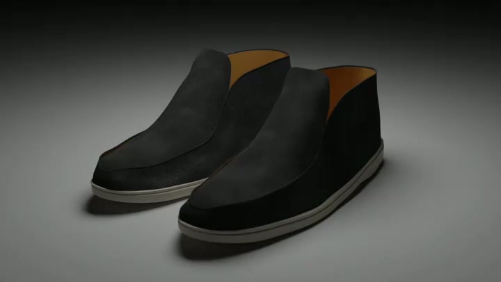 The recreated Open Walk pair in black suede